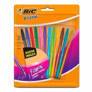 BOLIGRAFO BIC CRISTAL FASHION COLORES VIVOS SURTIDO C/10PZ
