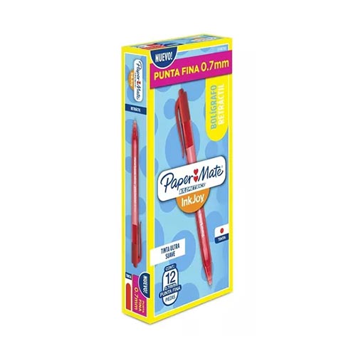 BOLIGRAFO RETRACTIL P.FINO PAPER MATE CAJA C/12PZ ROJO