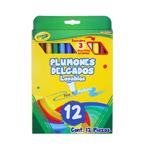 PLUMONES DELGADOS CRAYOLA ESTUCHE C/12PZ