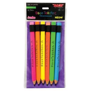 LAPIZ BACO TEACHER TRIANGULAR JUMBO HB2 NEON BLISTER C/6PZ