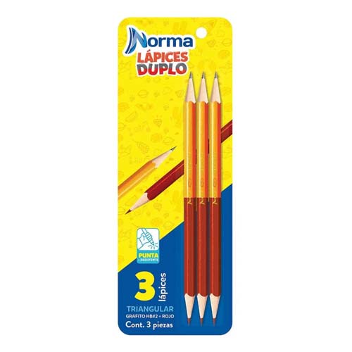 LAPIZ TRIANGULAR DUPLO HB2 BLISTER C/3PZ