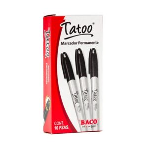 MARCADOR PERMANENTE BACO TATOO C/10PZ NEGRO