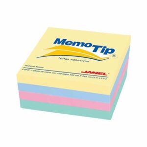 NOTAS ADHESIVAS MEMOTIP CUBO 3X3 400H. PASTEL