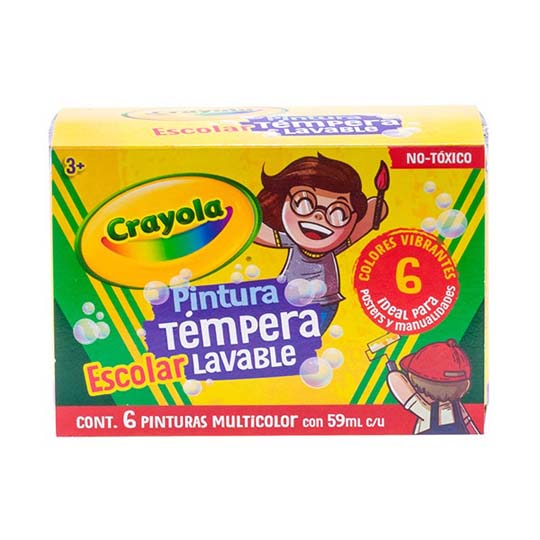 PINTURA TEMPERA CRAYOLA CAJA C/6PINTURAS MULTICOLOR
